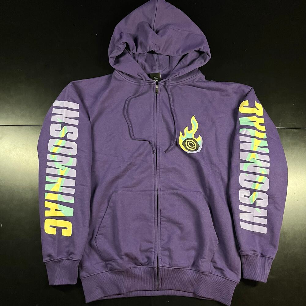 Insomniac‎ Fire Ball Purple Zip Up Hoodie Men’s Sz M New